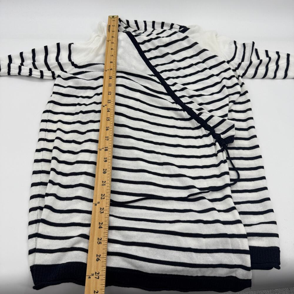 SAKS FIFTH AVE Womens Stripe Open Front Cardigan Size M Sweater Nautical Layer - Picture 8 of 8